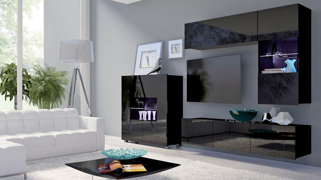 Модульная гостиная Порту 3 МДФ в интерьере с подсветкой (приобретается за дополнительную плату) (2).jpg