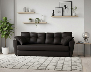 Диван еврокнижка "Амстердам черный кожа"