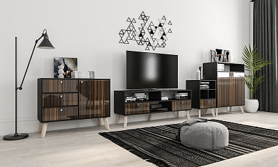 Модульная стенка для гостиной "Север-11"