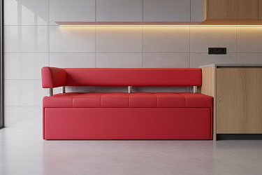 Кухонный диван "Дельфин кожа" красный